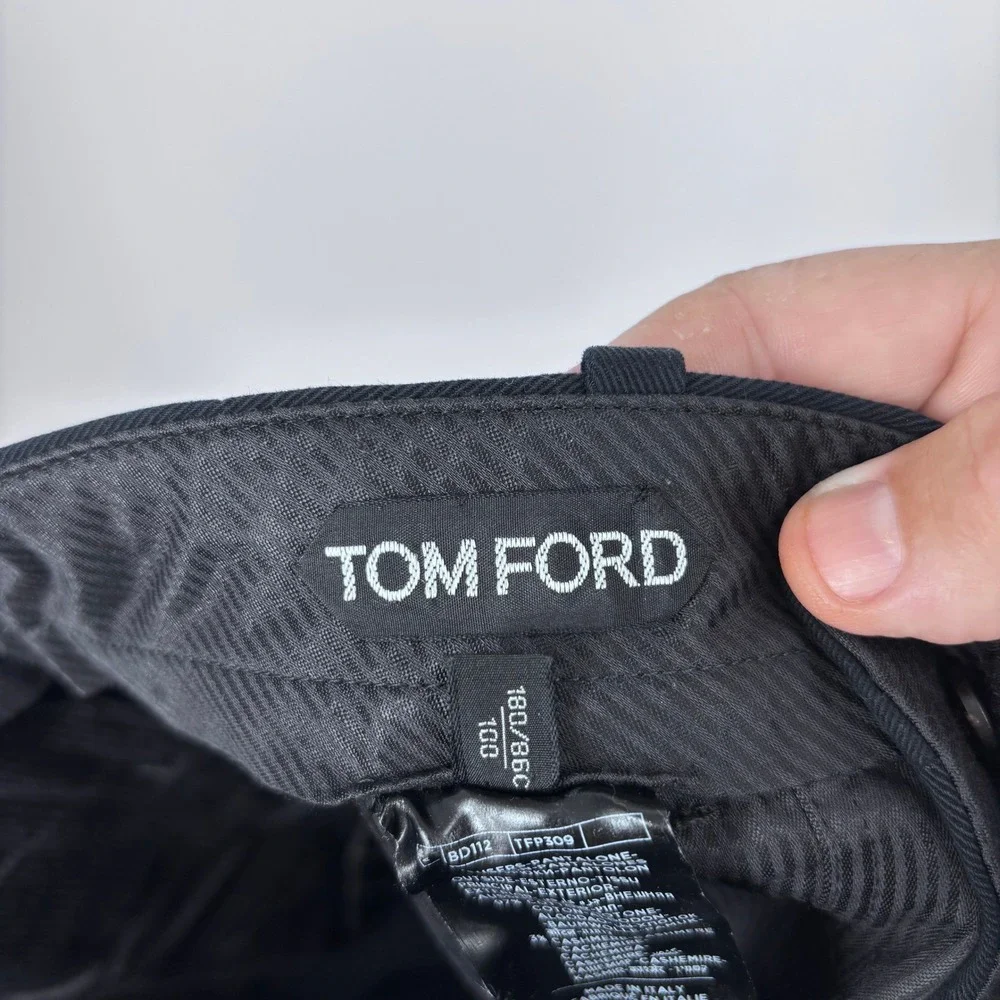 Tom Ford Dress Pants Men 32x30 (Tag 50) Navy Blue Cotton Cashmere Designer Italy